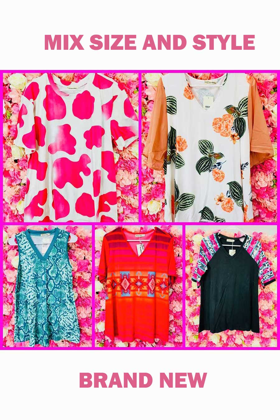 Women's clothing cheap wholesale 5pcs $25 mix size, No return, No refund